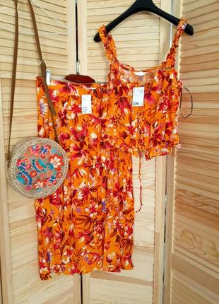 Sale костюм в тропическом стиле топ и юбка h&m l-xl6 фото