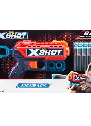 X-shot red скорострельный бластер excel kickback (8 патронов)