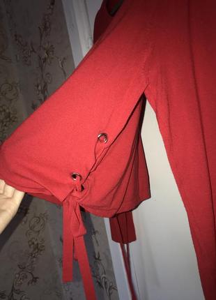 Кофта кофточка блуза блузка футболка сорочка червона завʼязка3 фото