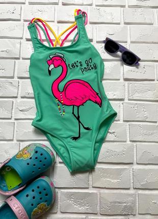 Купальник детский цельный фламинго