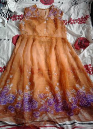 Сарафан платье летное прозрачное цветочное миди длинное