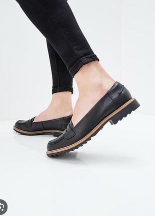 Кожаные лоферы clarks griffin milly 37 черные мокасины туфли натуральная кожа стильные макасины