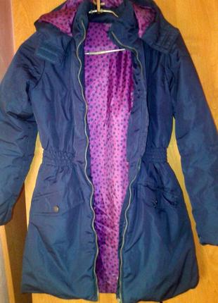 Курточка синяя длинная демисезонная осеняя весеняя на теплую погоду на стройную девушку2 фото