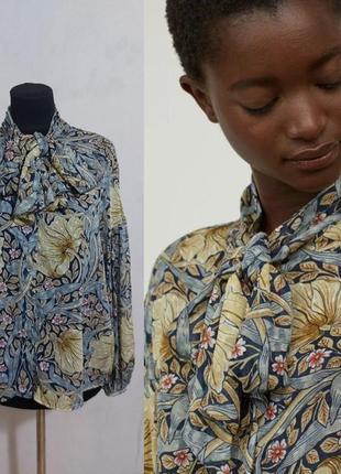 Шифоновая блуза с обьемными рукавами набивным рисунком h&m william morris &co3 фото