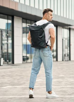 Вместительный и функциональный мужской рюкзак ролл sambag rolltop x - черный5 фото