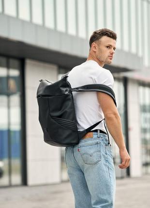 Вместительный и функциональный мужской рюкзак ролл sambag rolltop x - черный6 фото