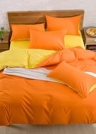 Постельное белье дуэт оранжевый / желтый ранфорс meriset