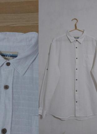 Базовая белоснежная рубашка из смесового льна linen life1 фото