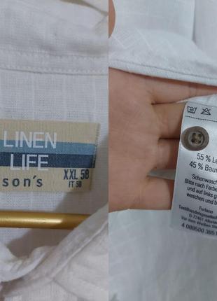 Базовая белоснежная рубашка из смесового льна linen life10 фото