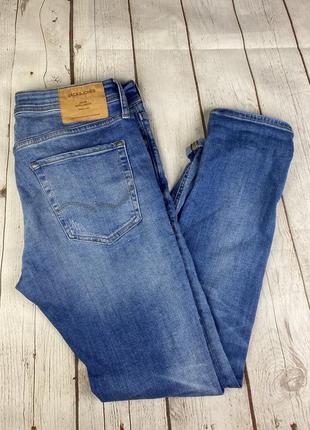 Мужские джинсы синие jack & jones slim fit штаны рваные стильные брюки7 фото