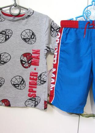Літній костюм spider-man спайдермен людина-павук людина павук 6-7 років : футболка і пляжні шорти8 фото