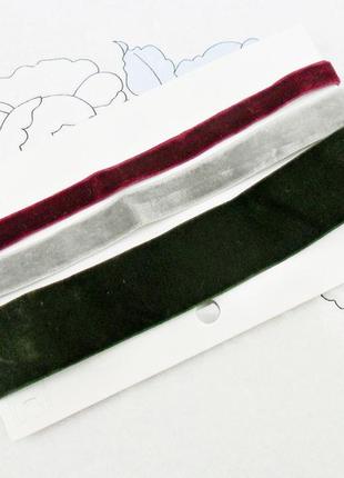 Набор з 3 чокерів винний, сірий, зелено-бутилочний суперціна