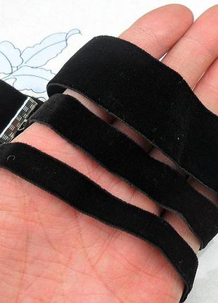Сет набір з 3 чокерів чорний оксамит суперціна