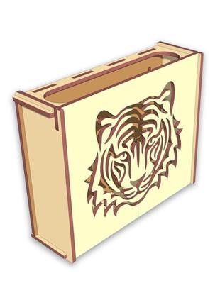 Коробка woodcraft декоративна для роутера тигр 20.8х6.2.х16.61 фото