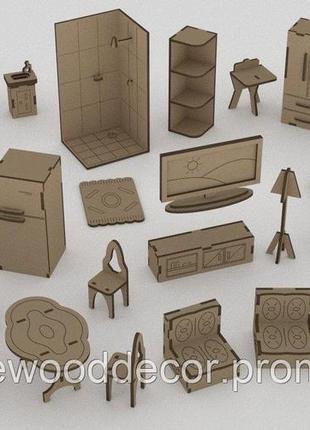 Кукольный woodcraft домик с мебелью для лол 73х51х22см5 фото