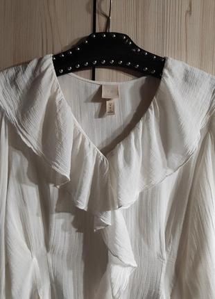 H&m шикарная хлопковая блуза с воланом м2 фото