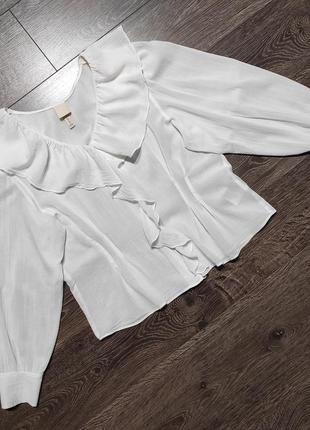 H&m шикарная хлопковая блуза с воланом м4 фото