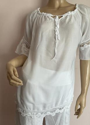 Итальянская белая бутиковая вискозная блузка / m/ brend day