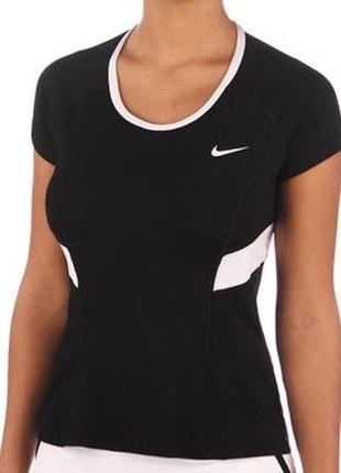 Футболка nike tennis dry fit чёрная с белым s спортивная