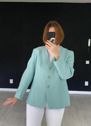 Винтажных пиджак (жакет) цвета тифани eastex2 фото