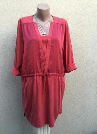 Комбинированная туника,блуза,рубаха,платье,удлиненная спинка,большой размер