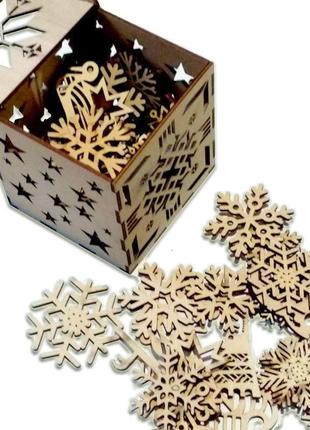 Різдвяний набір іграшок  woodcraft з дерева на ялинку в коробці 54шт1 фото