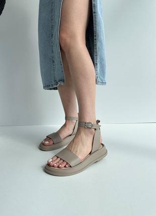 Босоножки сандалии женские кожаные бежевые8 фото