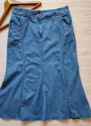 Трендовая юбка джинсовая юбка. стильная юбка. 16 размер. xl - xxl.1 фото