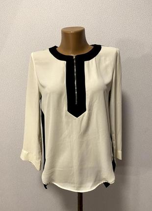 Шифонова чорно-біла блуза3 фото