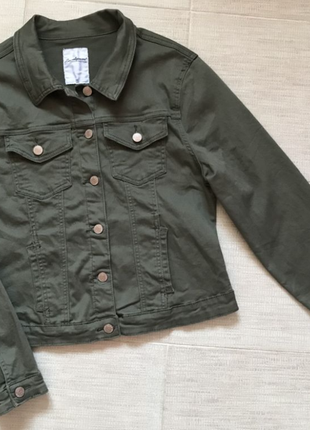 Джинсовая куртка пиджак из стрейч-джинса, цвета хаки, seventyseven. s3 фото