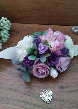 Комплект бутоньєрок в стилі purple wedding5 фото