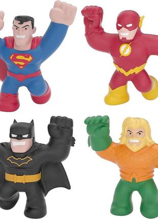 Goojitzu набор гуджитсу 4 супергероя аквамен, бэтмен, супермен и флэш игрушки тянучки антистресс