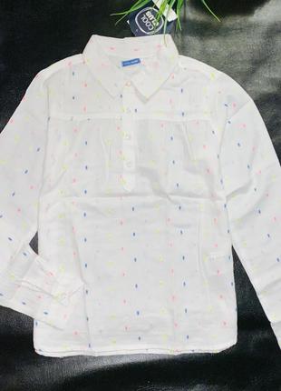 Ніжна котонова сорочка білого кольору з яскравими вкрапленнями. // бренд: cool club //розмір: 146