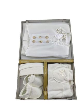 Подарочный набор костюм 0 до 4 месяцев турция для крещение новорожденного белій (нпк106)