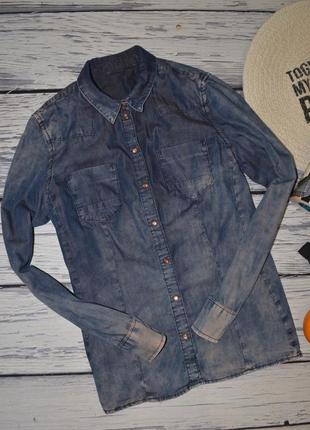S-м фирменная брендовая женская джинсовая рубашка блуза блузка варенка4 фото