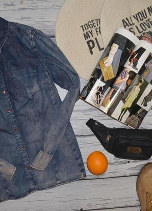 S-м фирменная брендовая женская джинсовая рубашка блуза блузка варенка1 фото