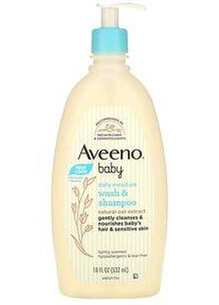 Aveeno, дитячий зволожувальний засіб для миття тіла та шампунь, з легким запахом, 532 мл (18 рідк. унцій)