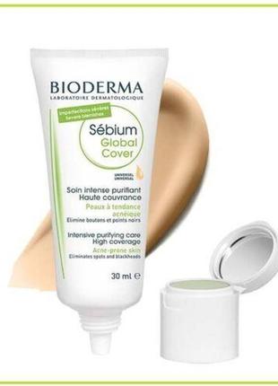 Тонувальний крем bioderma sebium global cover cream bioderma sébium global cover soin intense purifiant haute c