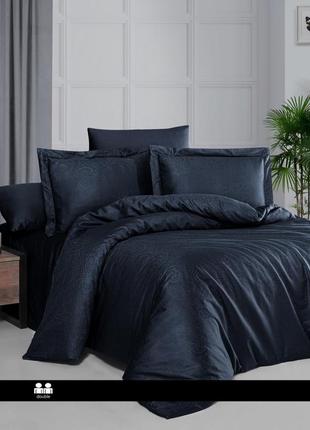 Постільна білизна first choice jacquard satin 200 х 220 см feodora navy blue