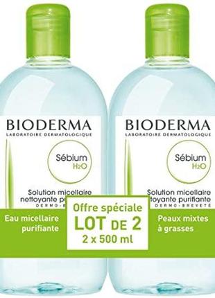 Міцелярний лосьйон для обличчя bioderma sebium h2o micellaire solution біодерма 500 мл оригінал франція