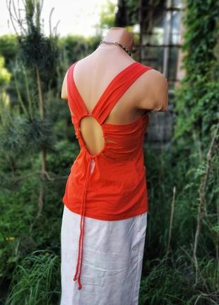 Майка с вырезами шнуровка на спине из вискозы коттон хлопок трикотажная fabletics спортивная для спорта