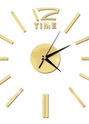 Годинник на стіну 3д эффект, золотистий, оригінальний годинник для декору, діаметр до 60 см, зроби сам1 фото