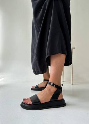 Стильні чорні сандалі/босоніжки чорного кольору,колір чорний шкіряні/шкіра літні7 фото