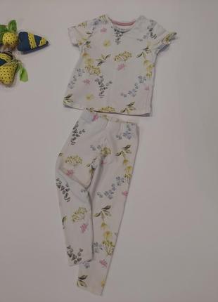 Летний костюм лосины и футболка в цветочный принт nutmeg 2-3 года1 фото