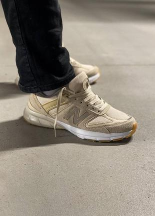 Мужские замшевые кроссовки new balance 990 v5. цвет бежевый