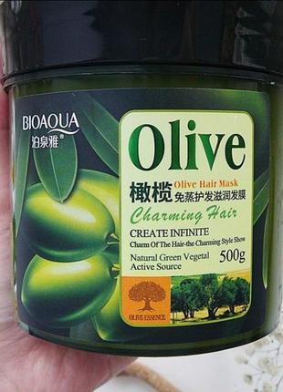 Супер объем 500 g !!! маска для волос с оливковым маслом bioaqua olive hair mask - оригинал! ❤️❤️❤️2 фото