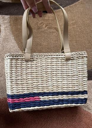 Соломенная плетеная сумка пляжная1 фото