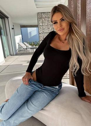 Боди женское базовое с рукавом декольте нарядное бежевое коричневое черное белое батал