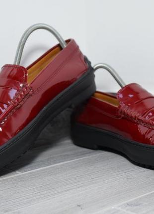 Мокасини лофери туфлі tods ледарів жіночі лакові італія hand made оригінал 37-38р/24.7 см1 фото