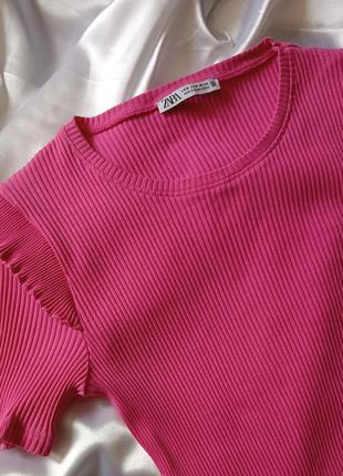 Рожева футболка в рубчик zara m3 фото